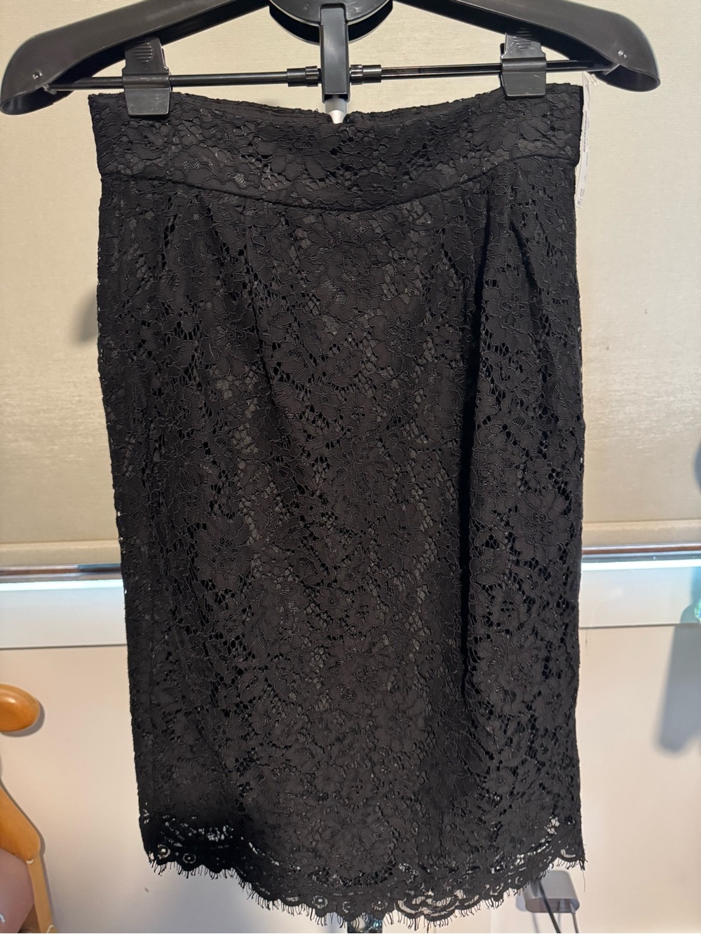 J. Crew Black Lace Pencil Skirt